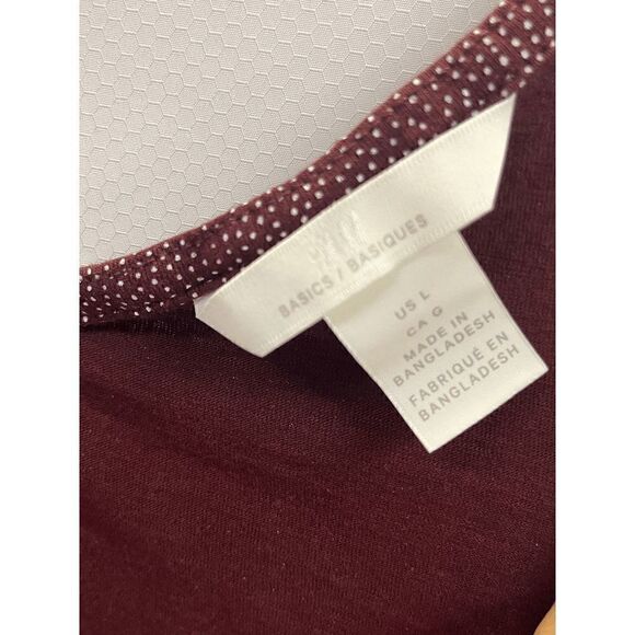 H&M Basics Womens Burgundy White Dots Sleeveless Wrap Mini Dress Size L - Picture 5 of 6